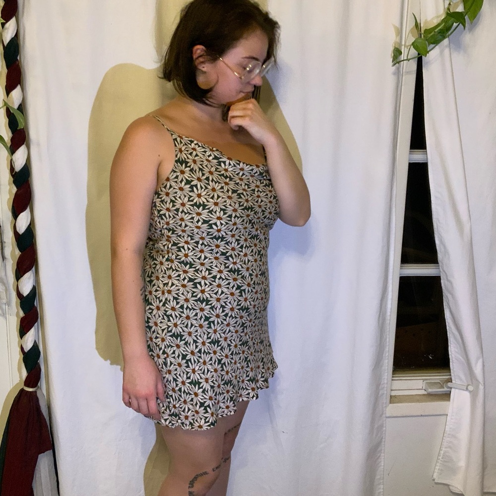 Green Daisy Cowl Neck Sundress